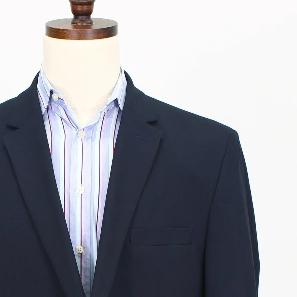 Haggar 50R Navy Solid 2-Button Sport Coat Blazer Jacket T659